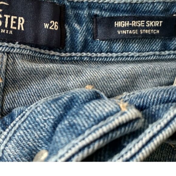 Hollister High Rise Denim Jean Skirt 26 Micro Mini Distressed Y2K Elena Gilbert - Picture 9 of 16